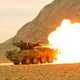 An M1128 MGS test-fires a round in Afghanistan